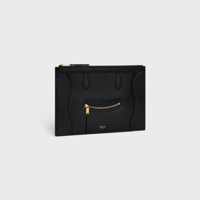 Mittlere Tasche aus glänzendem Kalbsleder