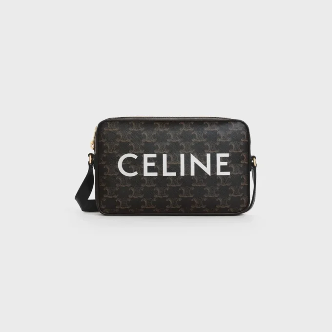 Mittlere Umhängetasche aus Triomphe Canvas mit CELINE-Print Mittlere Umhängetasche aus Triomphe Canvas mit CELINE-Print