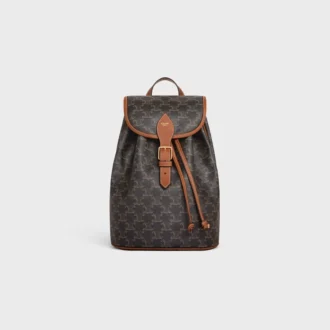 Mittlerer Rucksack Folco aus Triomphe Canvas und Kalbsleder