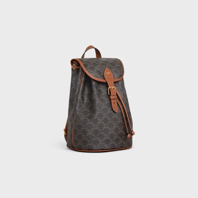 Mittlerer Rucksack Folco aus Triomphe Canvas und Kalbsleder