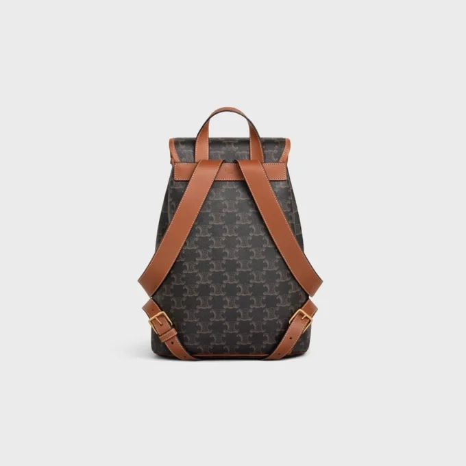 Mittlerer Rucksack Folco aus Triomphe Canvas und Kalbsleder