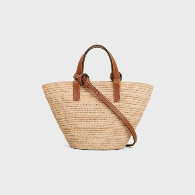 Nano Supple CELINE Classic Panier aus Raffia und Kalbsleder