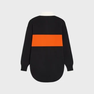 Oversized-Polo-Pullover aus Wolle