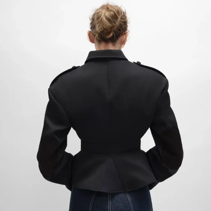 Peplum-Jacke aus Wollgabardine