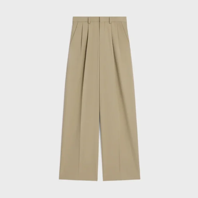 Plisseehose aus Baumwoll- und Wollgabardine