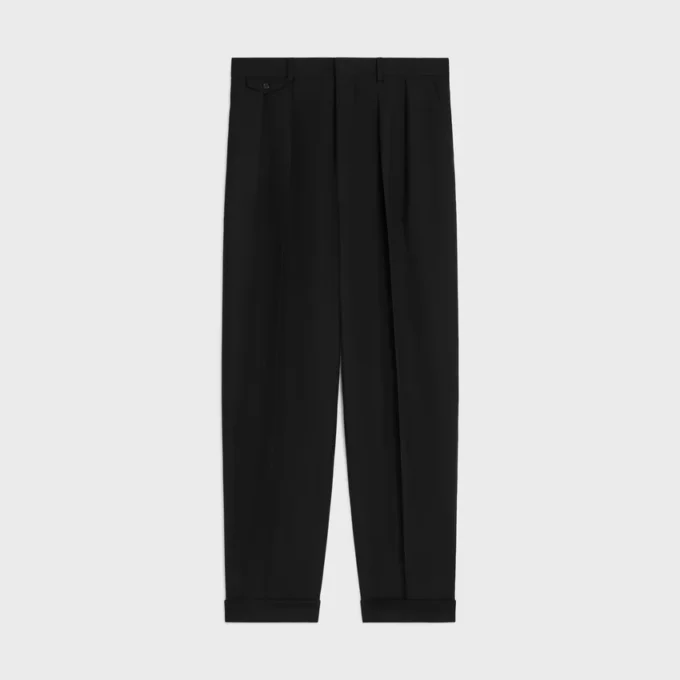 Plisseehose aus Wollgabardine