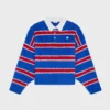 Polo-Pullover aus gebürsteter, gestreifter Baumwolle Polo-Pullover aus gebürsteter, gestreifter Baumwolle