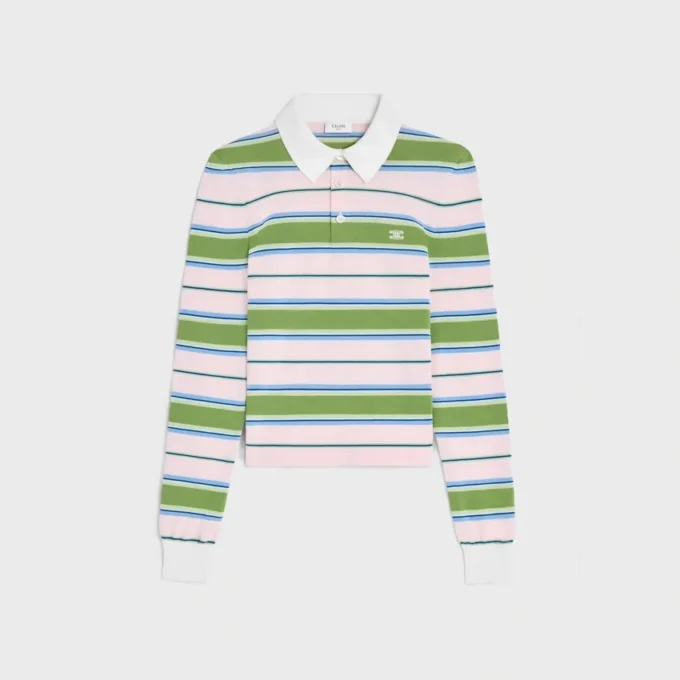 Polo-Pullover aus gestreifter Baumwolle Polo-Pullover aus gestreifter Baumwolle