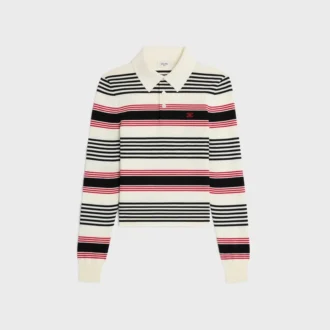 Polo-Pullover aus gestreifter Baumwolle