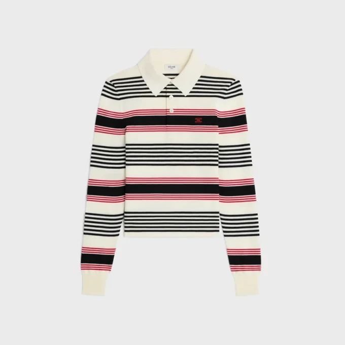 Polo-Pullover aus gestreifter Baumwolle Polo-Pullover aus gestreifter Baumwolle