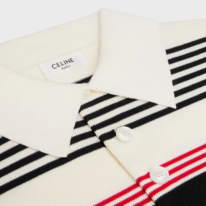 Polo-Pullover aus gestreifter Baumwolle Polo-Pullover aus gestreifter Baumwolle