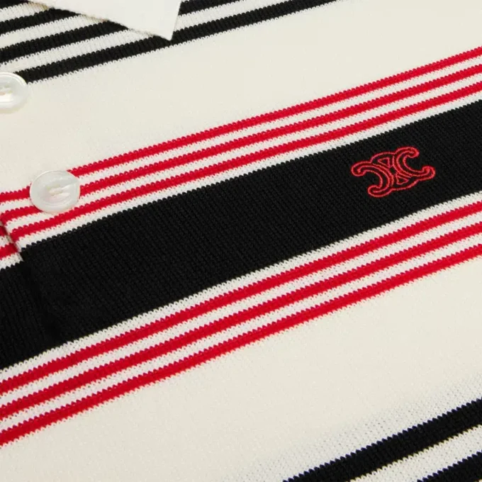 Polo-Pullover aus gestreifter Baumwolle Polo-Pullover aus gestreifter Baumwolle