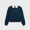 Polo-Pullover aus gestreifter Wolle Polo-Pullover aus gestreifter Wolle
