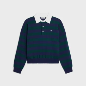 Polo-Pullover aus gestreifter Wolle