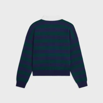 Polo-Pullover aus gestreifter Wolle