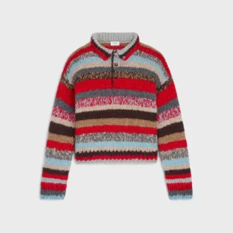 Polopullover aus Mouline-Alpaka und Wolle
