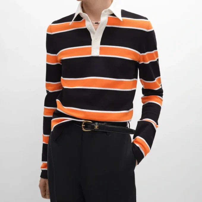 Poloshirt aus gestreiftem Baumwolljersey