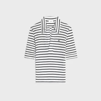 Poloshirt aus gestreiftem Seidenjersey