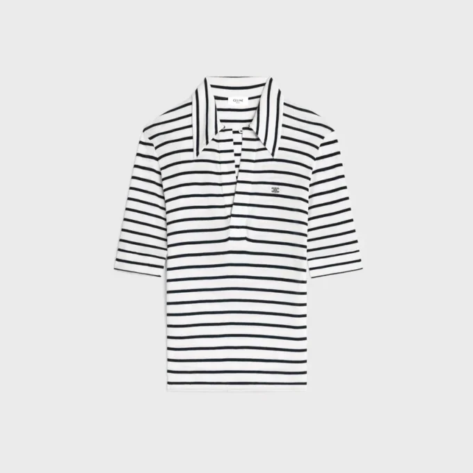Poloshirt aus gestreiftem Seidenjersey Poloshirt aus gestreiftem Seidenjersey