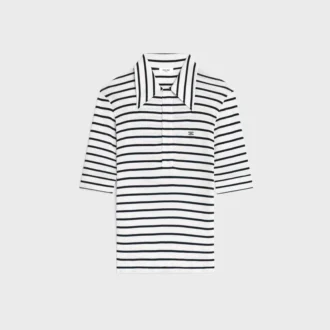 Poloshirt aus gestreiftem Seidenjersey