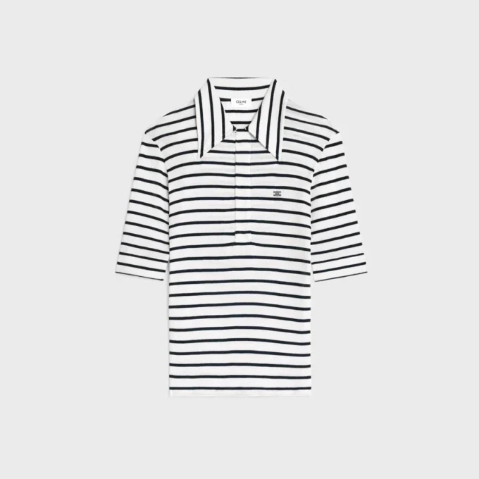 Poloshirt aus gestreiftem Seidenjersey Poloshirt aus gestreiftem Seidenjersey