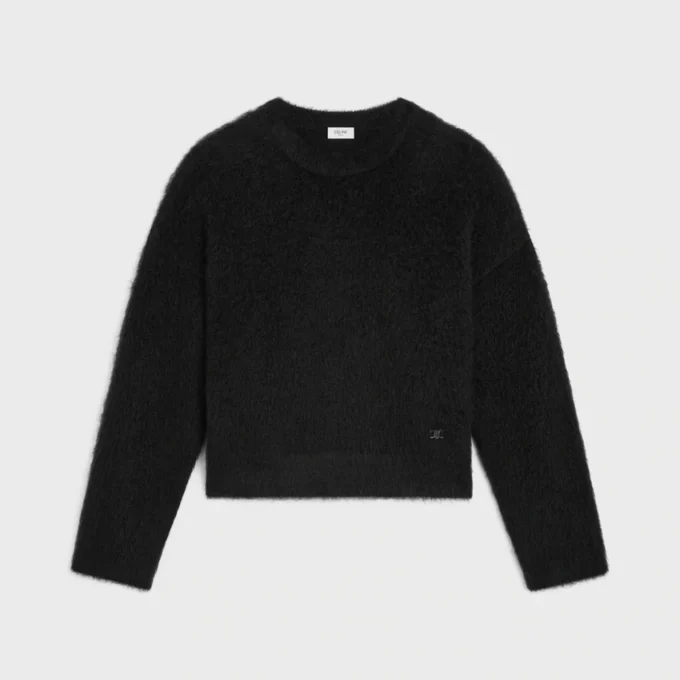 Pullover mit Rundhalsausschnitt aus gebürstetem Mohair Pullover mit Rundhalsausschnitt aus gebürstetem Mohair