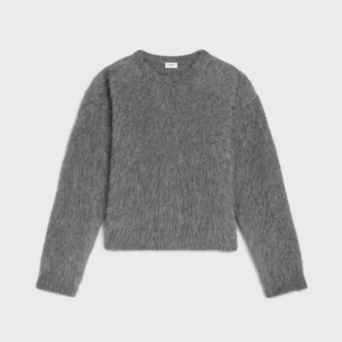 Pullover mit Rundhalsausschnitt aus gebürstetem Mohair Pullover mit Rundhalsausschnitt aus gebürstetem Mohair
