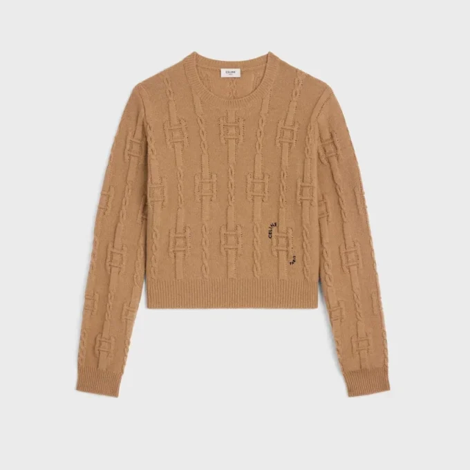 Pullover mit Rundhalsausschnitt aus Ketten-Kaschmir Pullover mit Rundhalsausschnitt aus Ketten-Kaschmir