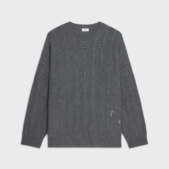 Pullover mit Rundhalsausschnitt aus Ketten-Kaschmir