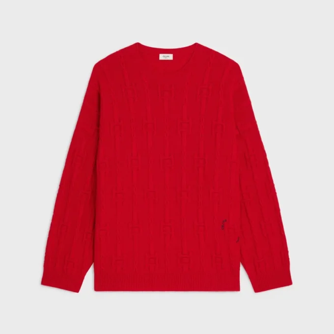 Pullover mit Rundhalsausschnitt aus Ketten-Kaschmir