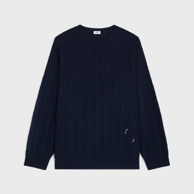 Pullover mit Rundhalsausschnitt aus Ketten-Kaschmir