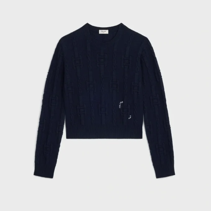 Pullover mit Rundhalsausschnitt aus Ketten-Kaschmir