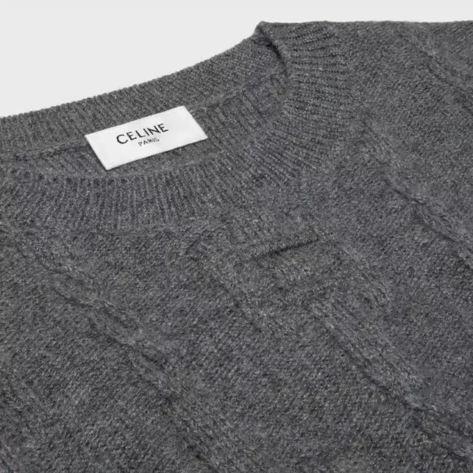 Pullover mit Rundhalsausschnitt aus Ketten-Kaschmir