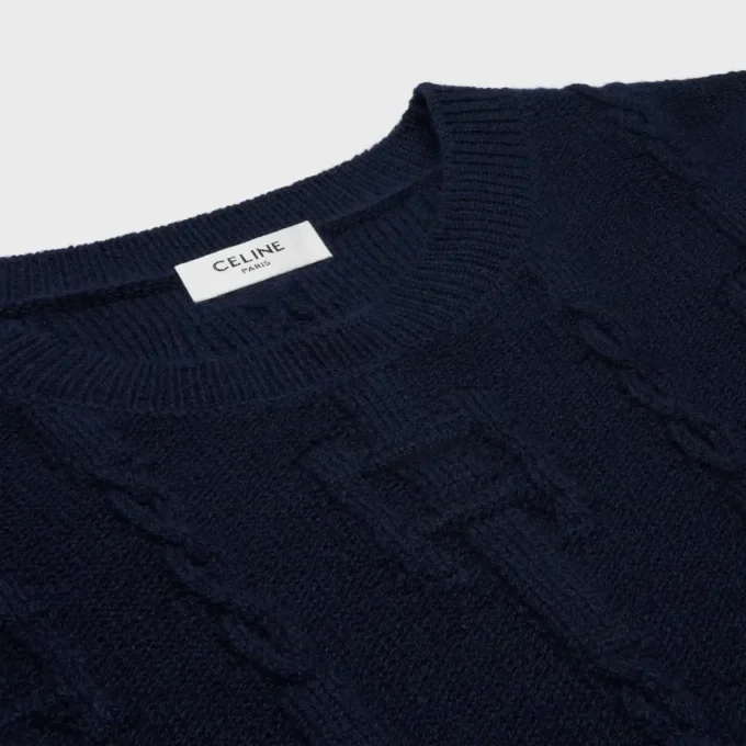 Pullover mit Rundhalsausschnitt aus Ketten-Kaschmir