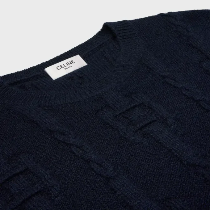 Pullover mit Rundhalsausschnitt aus Ketten-Kaschmir