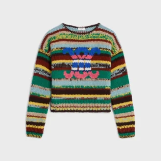 Pullover mit Rundhalsausschnitt aus Mouline-Alpaka und Wolle