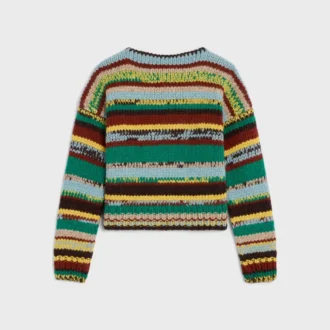Pullover mit Rundhalsausschnitt aus Mouline-Alpaka und Wolle