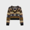 Pullover mit V-Ausschnitt aus Jacquard-Kaschmir