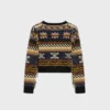 Pullover mit V-Ausschnitt aus Jacquard-Kaschmir