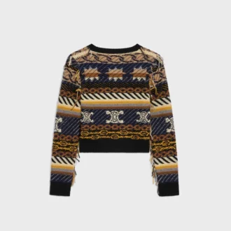 Pullover mit V-Ausschnitt aus Jacquard-Kaschmir