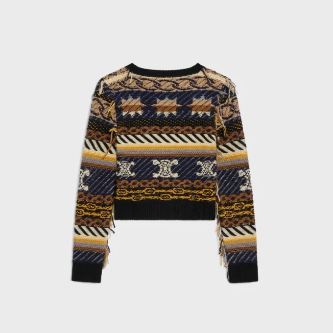 Pullover mit V-Ausschnitt aus Jacquard-Kaschmir