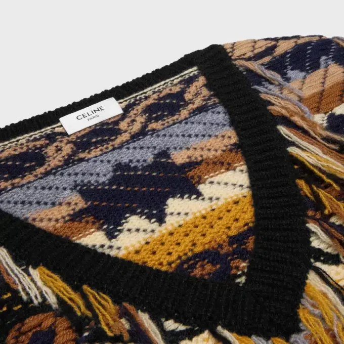 Pullover mit V-Ausschnitt aus Jacquard-Kaschmir