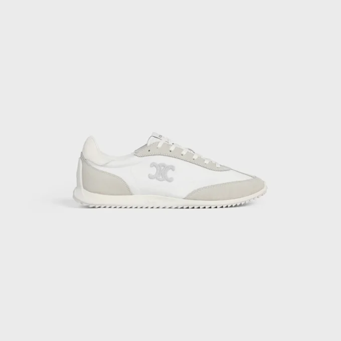 Racer Sneaker aus Nylon, Kalbsveloursleder und Kalbsleder