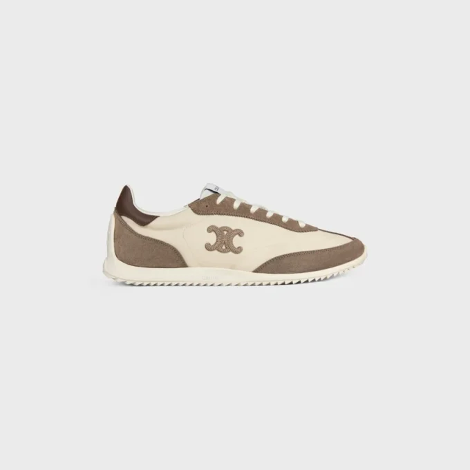 Racer Sneaker aus Nylon, Kalbsveloursleder und Kalbsleder