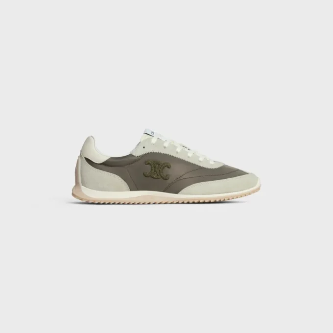 Racer Sneaker aus Nylon, Kalbsveloursleder und Kalbsleder