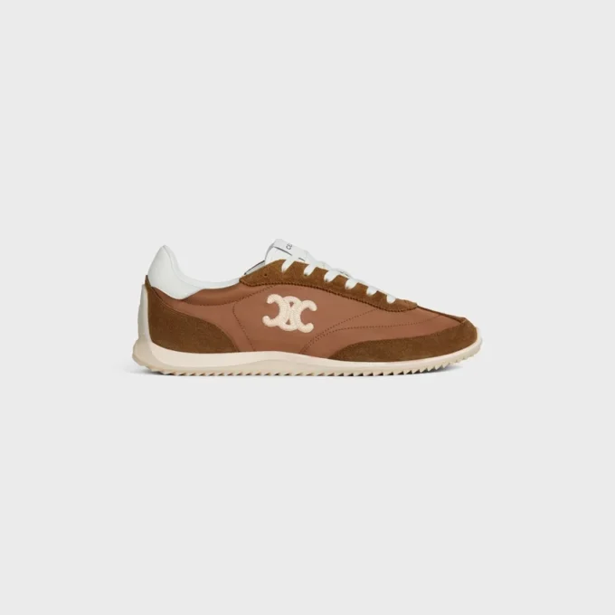 Racer Sneaker aus Nylon, Kalbsveloursleder und Kalbsleder