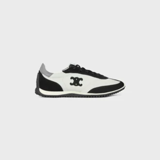Racer Sneaker aus Nylon, Kalbsveloursleder und Kalbsleder