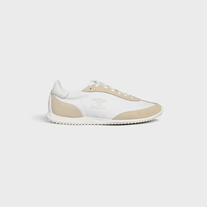 Racer Sneaker aus Nylon, Kalbsveloursleder und Kalbsleder