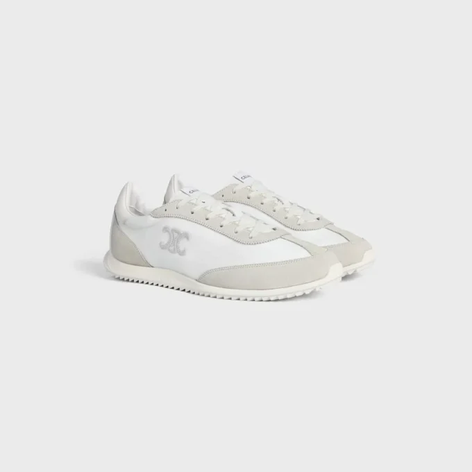 Racer Sneaker aus Nylon, Kalbsveloursleder und Kalbsleder