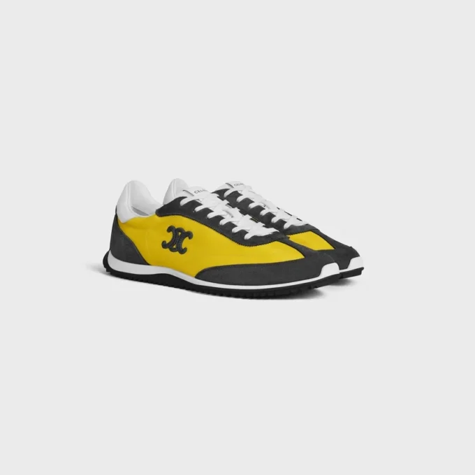 Racer Sneaker aus Nylon, Kalbsveloursleder und Kalbsleder
